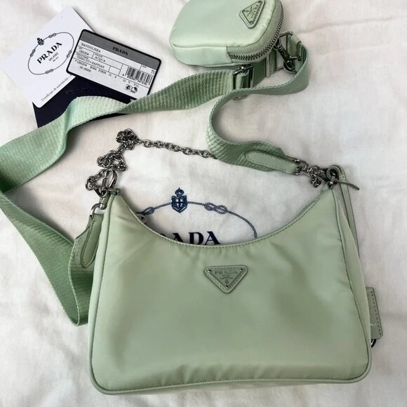 Prada Handbags - PRADA Saffiano Lux Re-Edition 2005 Shoulder Bag in Acqua